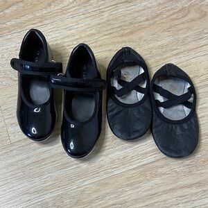 Danskin Black Kids Tap shoes. Stelle kids ballet shoes (bundle)